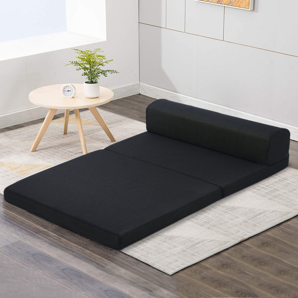 Portable Folding Sofa Bed Mattress - Black - Double