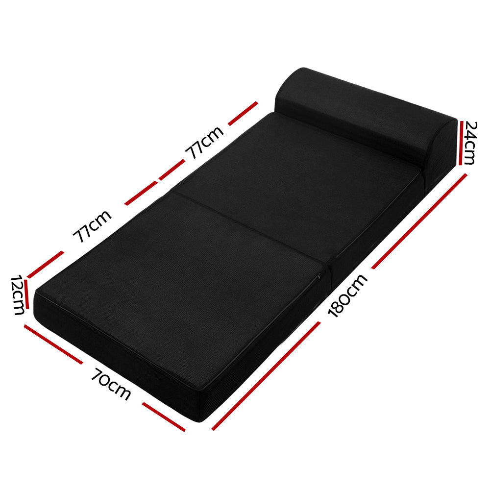 Portable Folding Sofa Bed Mattress - Black - Single