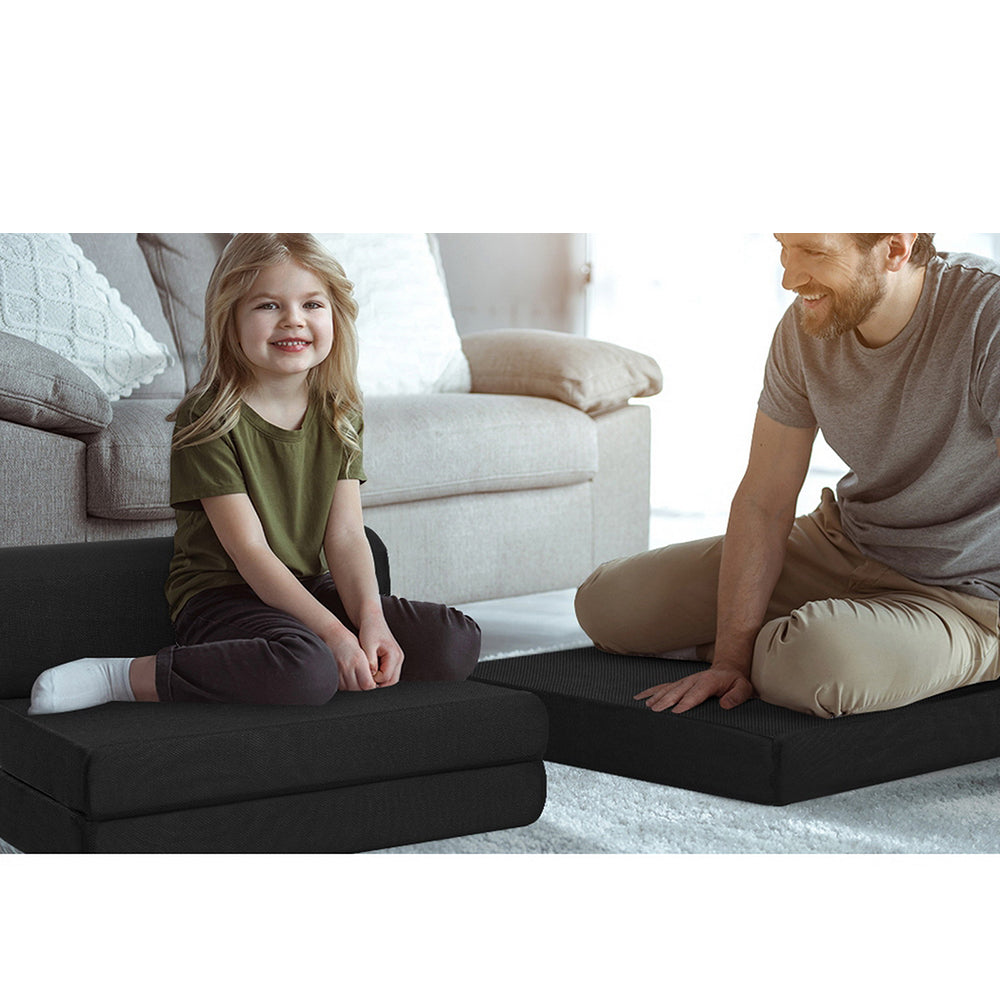 Portable Folding Sofa Bed Mattress - Black - Single