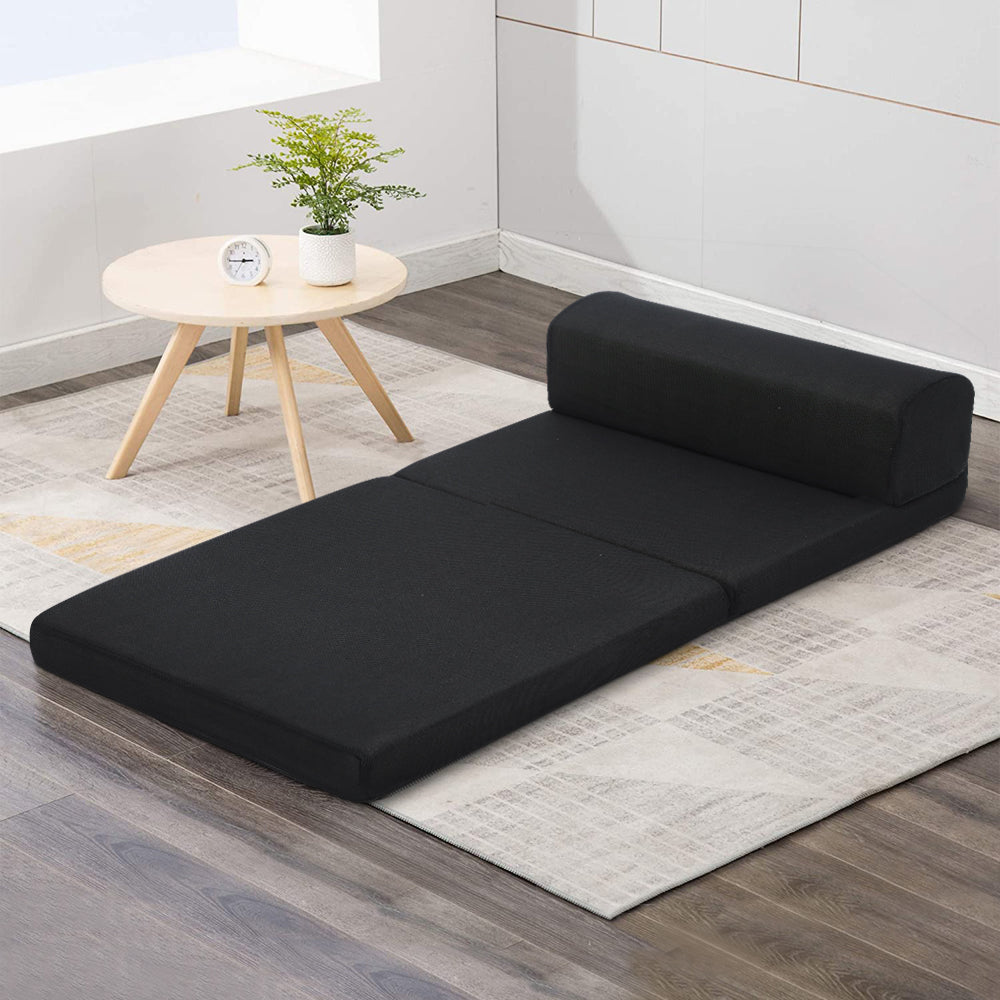 Portable Folding Sofa Bed Mattress - Black - Single