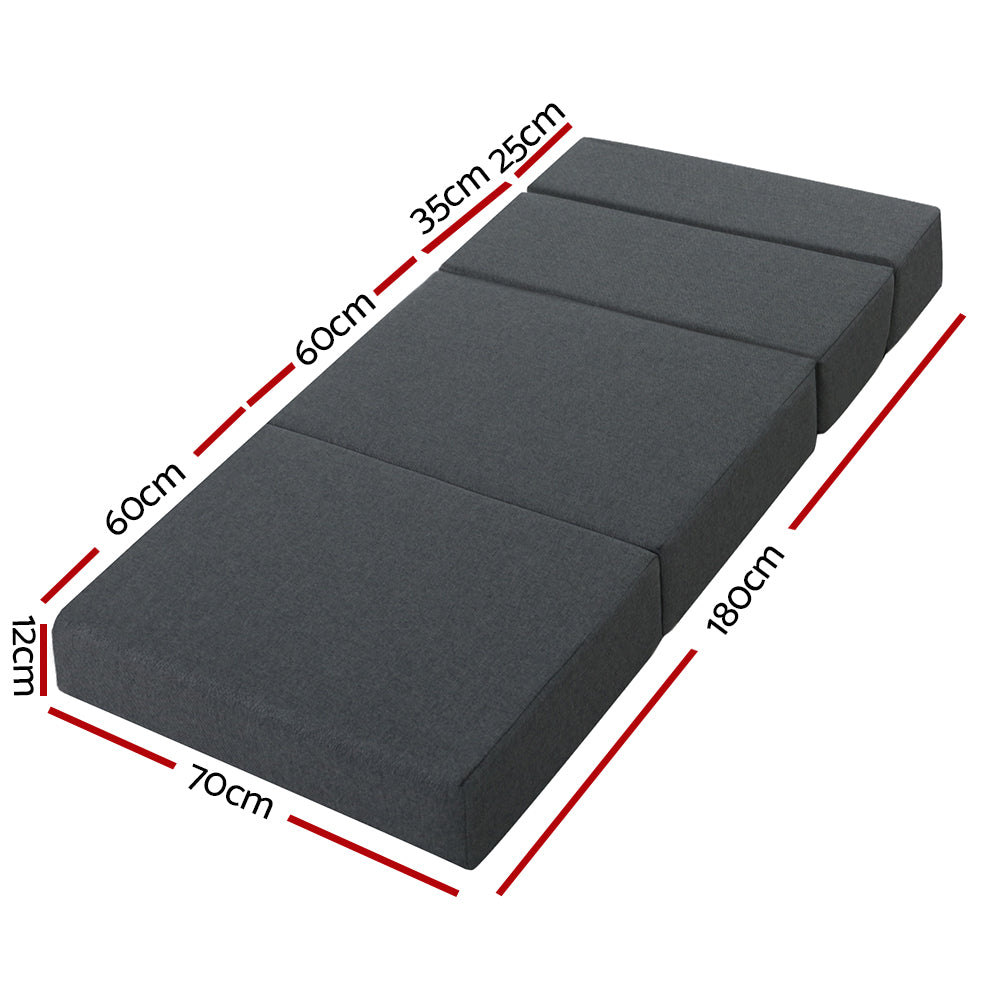 Portable Folding Bed Mattress - Dark Grey