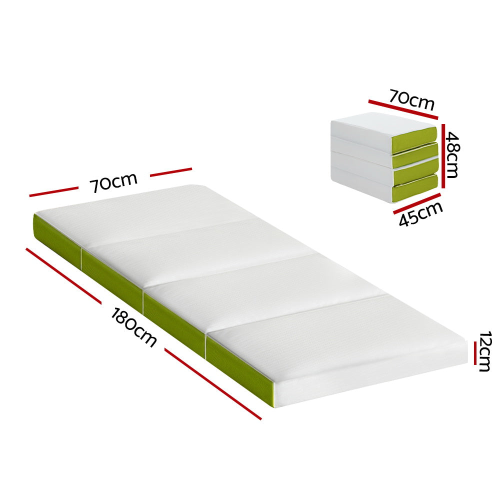 Bedding Camp Foldable Mattress 4-Fold Mat Single - Green