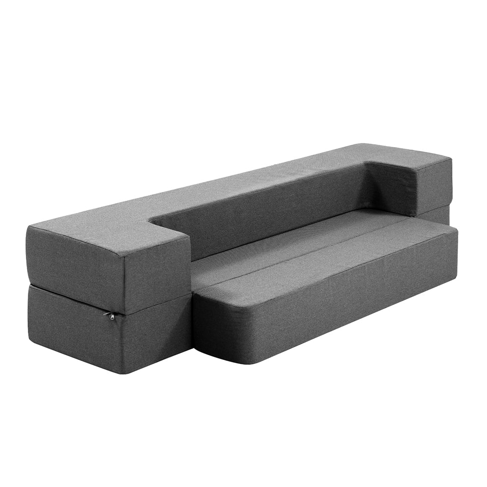 Bedding Portable Sofa Bed Folding Mattress Lounger Chair Ottoman - Grey