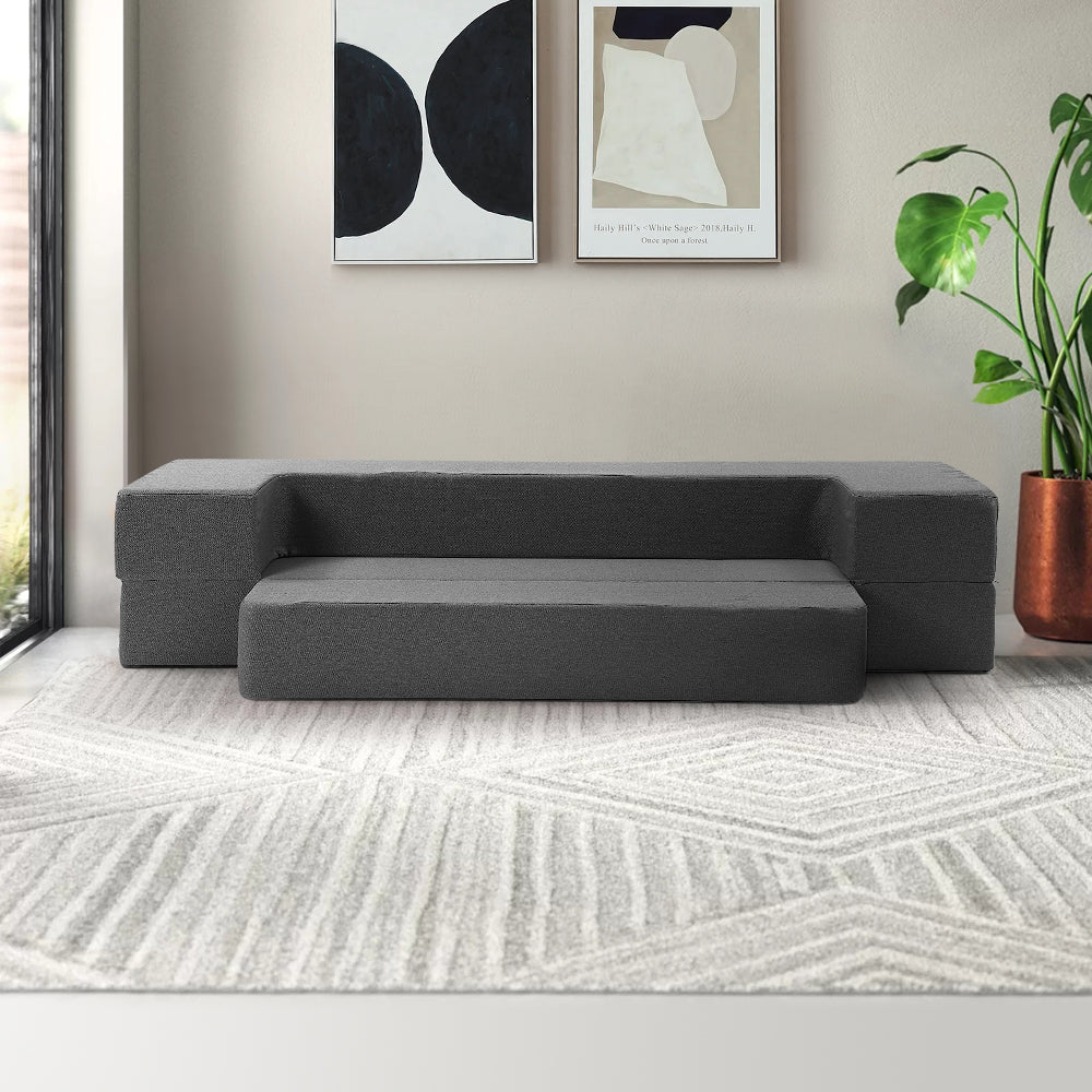 Bedding Portable Sofa Bed Folding Mattress Lounger Chair Ottoman - Grey