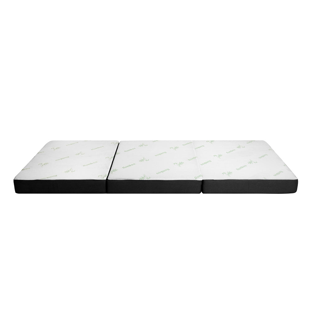 Portable Folding Mattress Bamboo Fabric - White and Grey