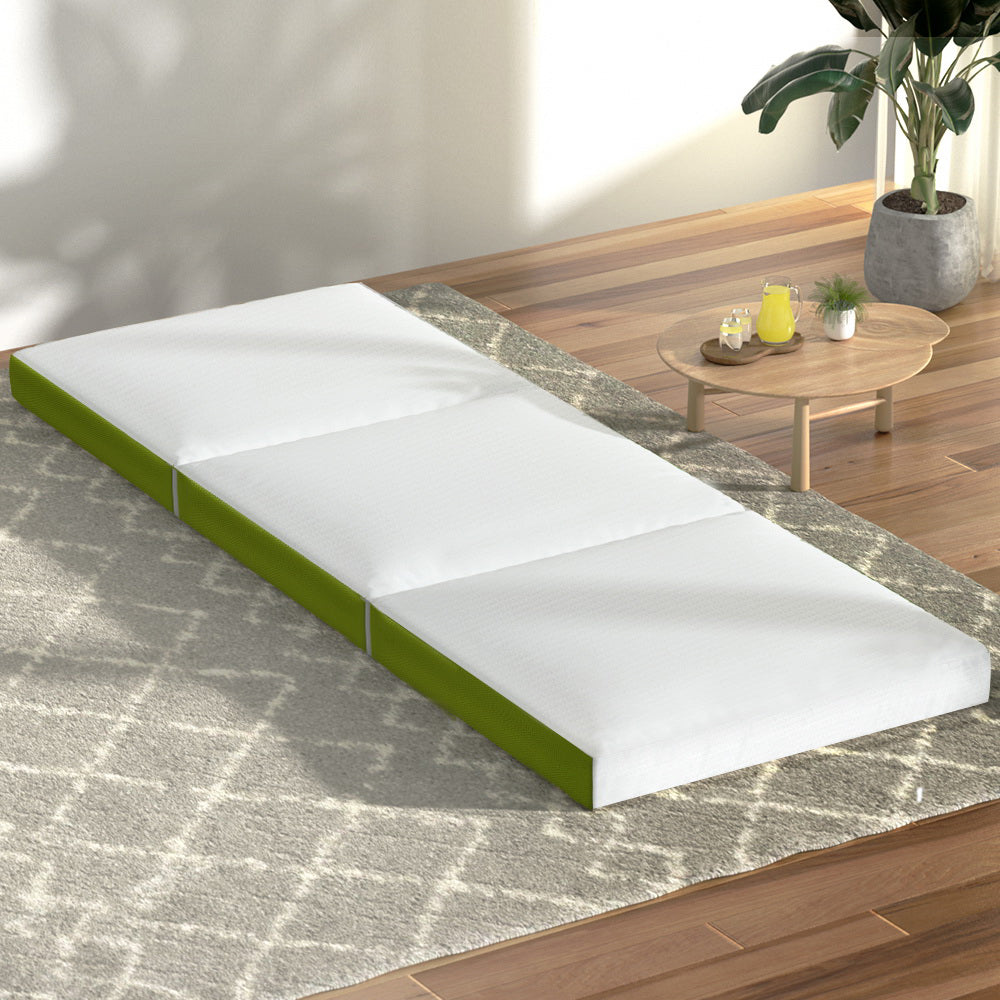 Bedding Camp Foldable Mattress Tri Fold Mat Single - Green