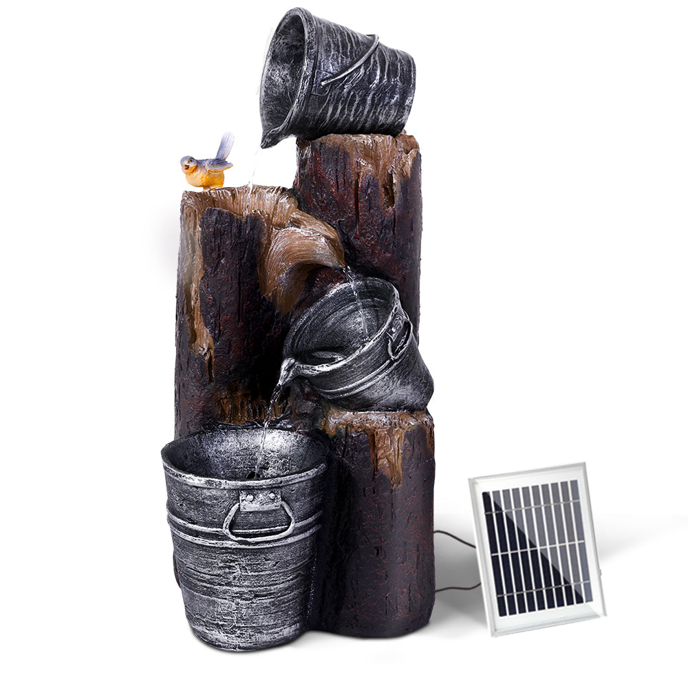 Solar Powered Water Fountain Bird Bath - Grey and Brown