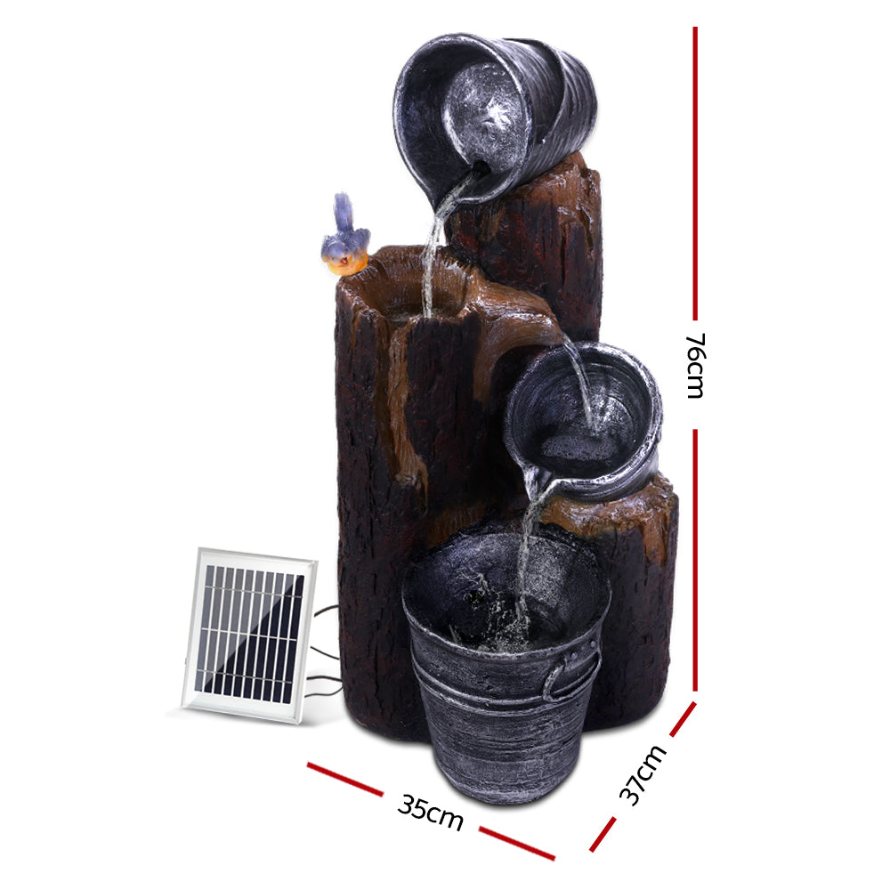 Solar Powered Water Fountain Bird Bath - Grey and Brown