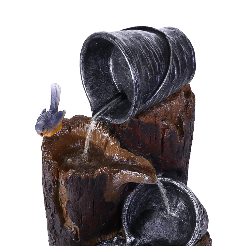 Solar Powered Water Fountain Bird Bath - Grey and Brown
