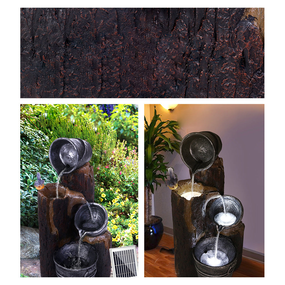 Solar Powered Water Fountain Bird Bath - Grey and Brown