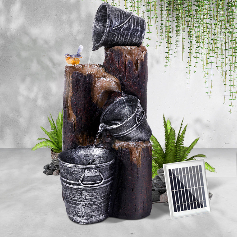 Solar Powered Water Fountain Bird Bath - Grey and Brown