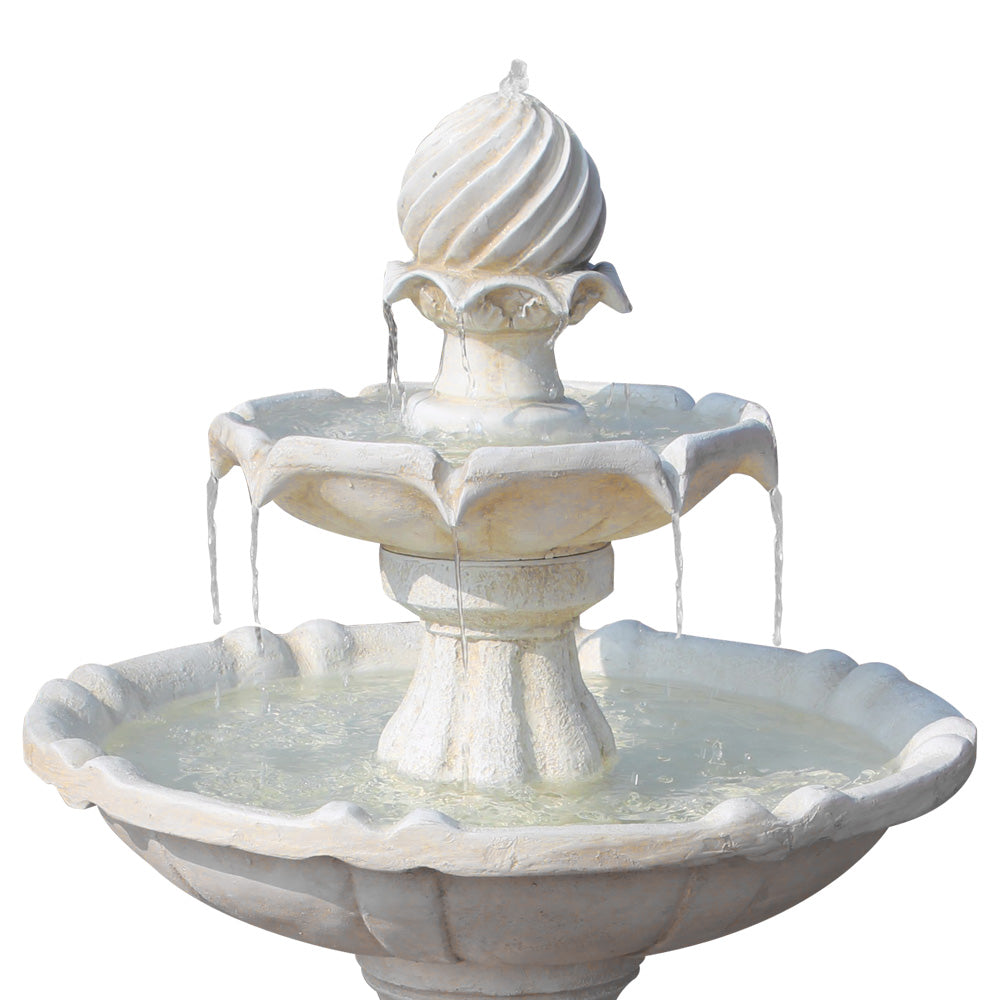 3 Tier Solar Powered Garden Water Fountain - Ivory
