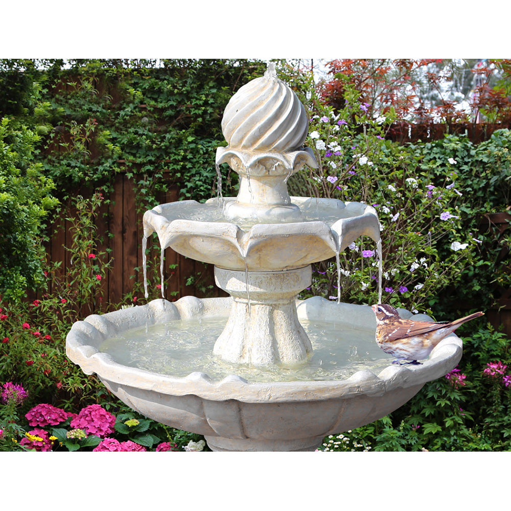 3 Tier Solar Powered Garden Water Fountain - Ivory