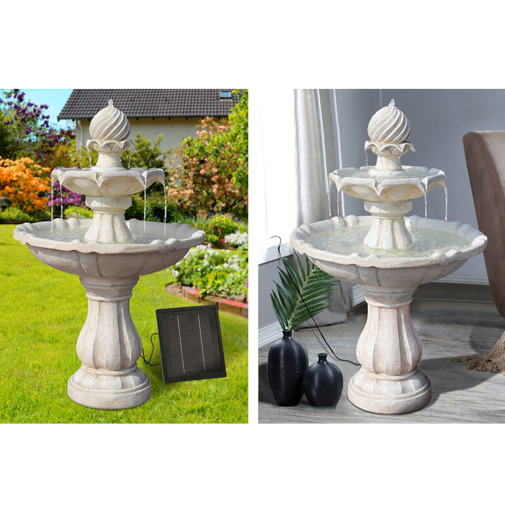 3 Tier Solar Powered Garden Water Fountain - Ivory
