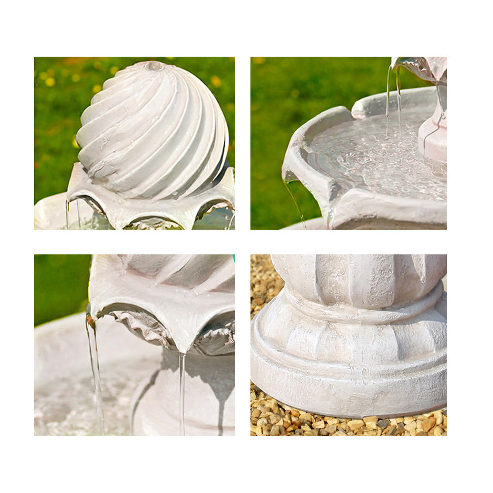 3 Tier Solar Powered Garden Water Fountain - Ivory