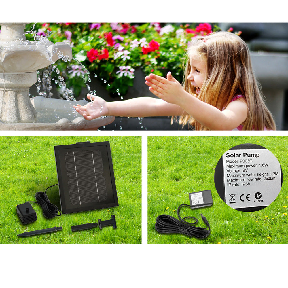 3 Tier Solar Powered Garden Water Fountain - Ivory