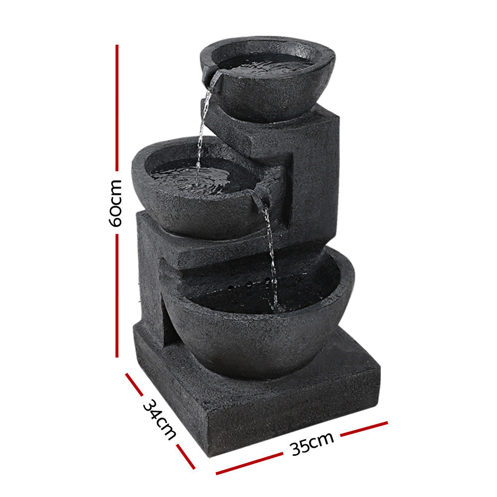 Solar Powered Fountain with LED Lights - Blue