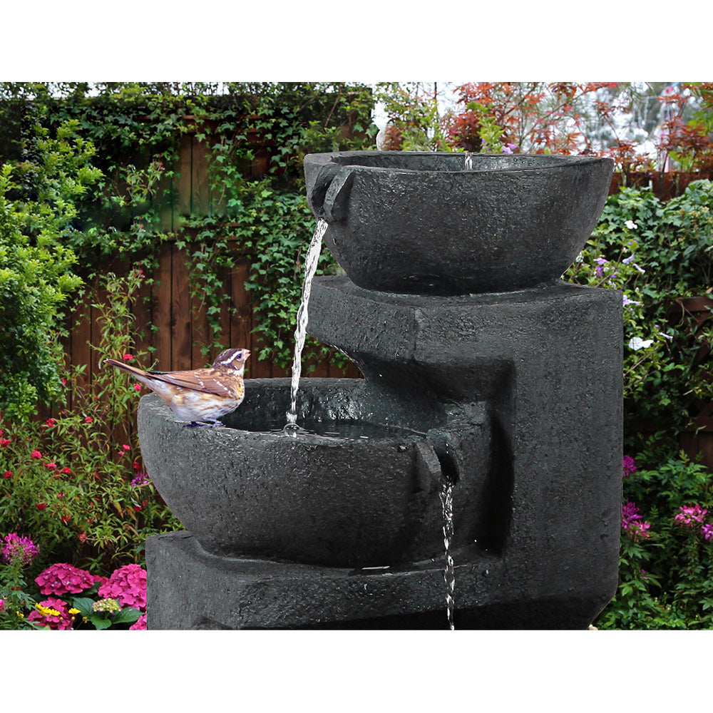 Solar Powered Fountain with LED Lights - Blue