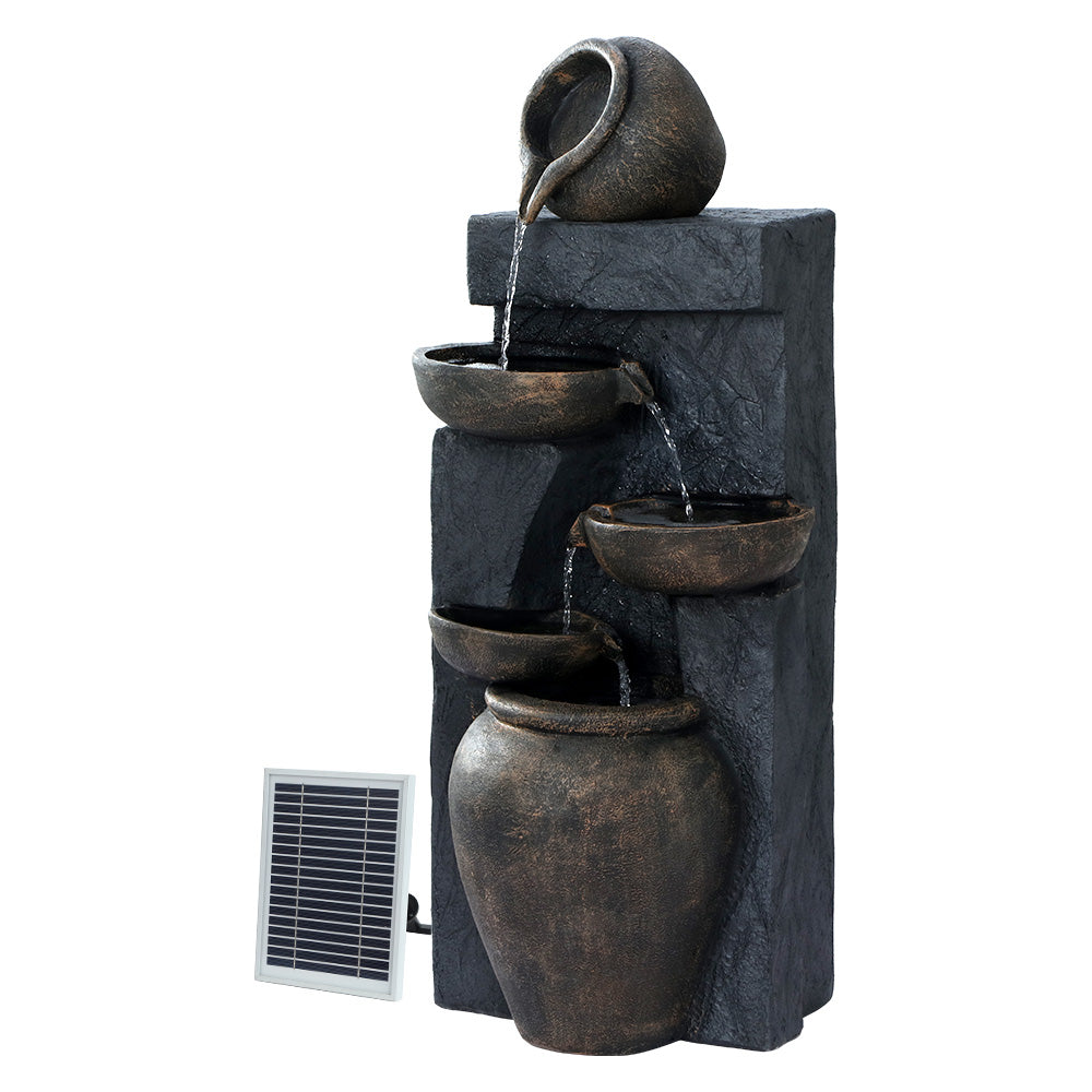 Solar Water Fountain Features Outdoor Cascading Bird Bath - 5 Tiers
