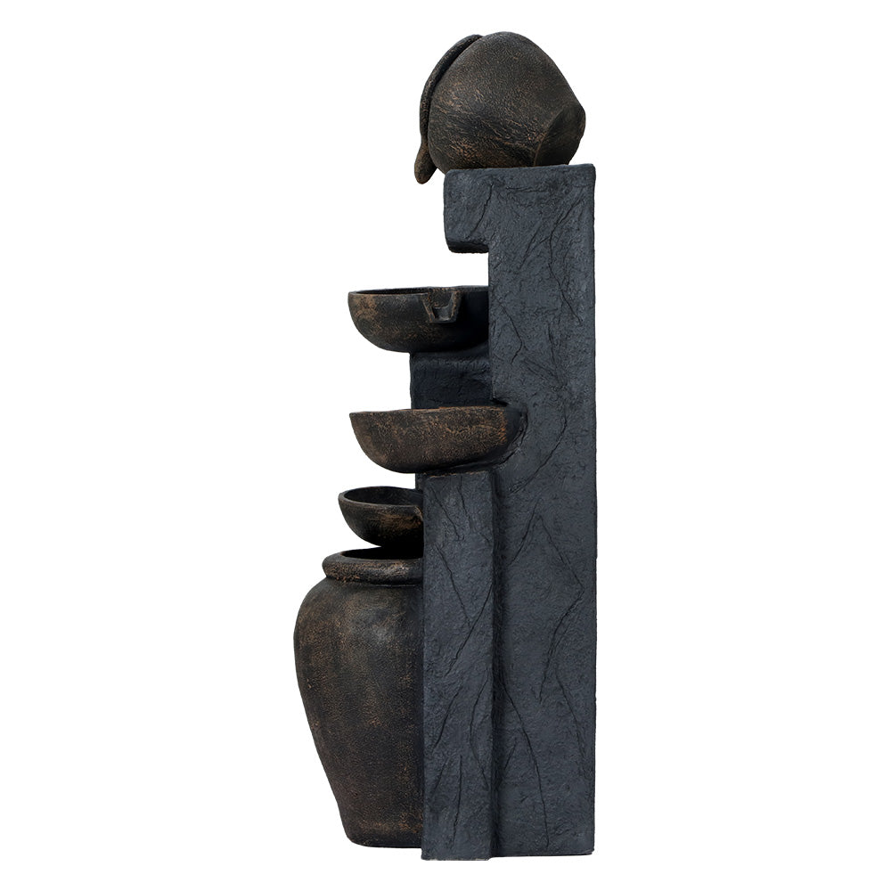 Solar Water Fountain Features Outdoor Cascading Bird Bath - 5 Tiers