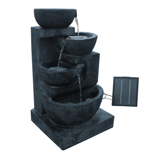 Solar Powered 4 Tier Water Fountain with Light - Blue