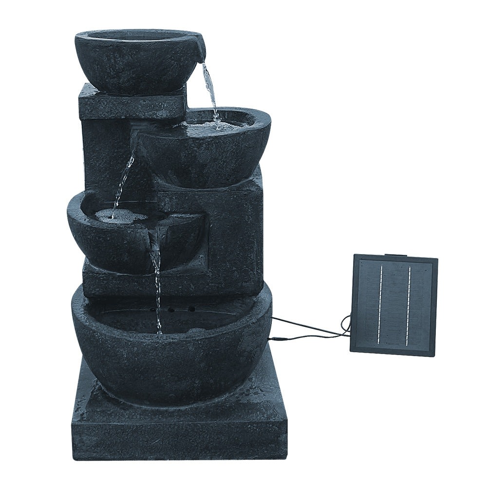 Solar Powered 4 Tier Water Fountain with Light - Blue