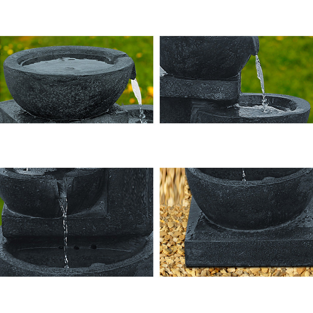 Solar Powered 4 Tier Water Fountain with Light - Blue