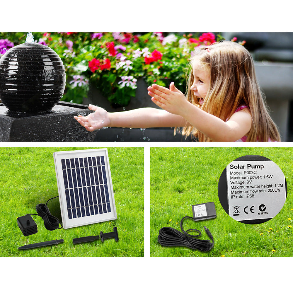 Solar Powered Water Fountain - 4 LED Lights