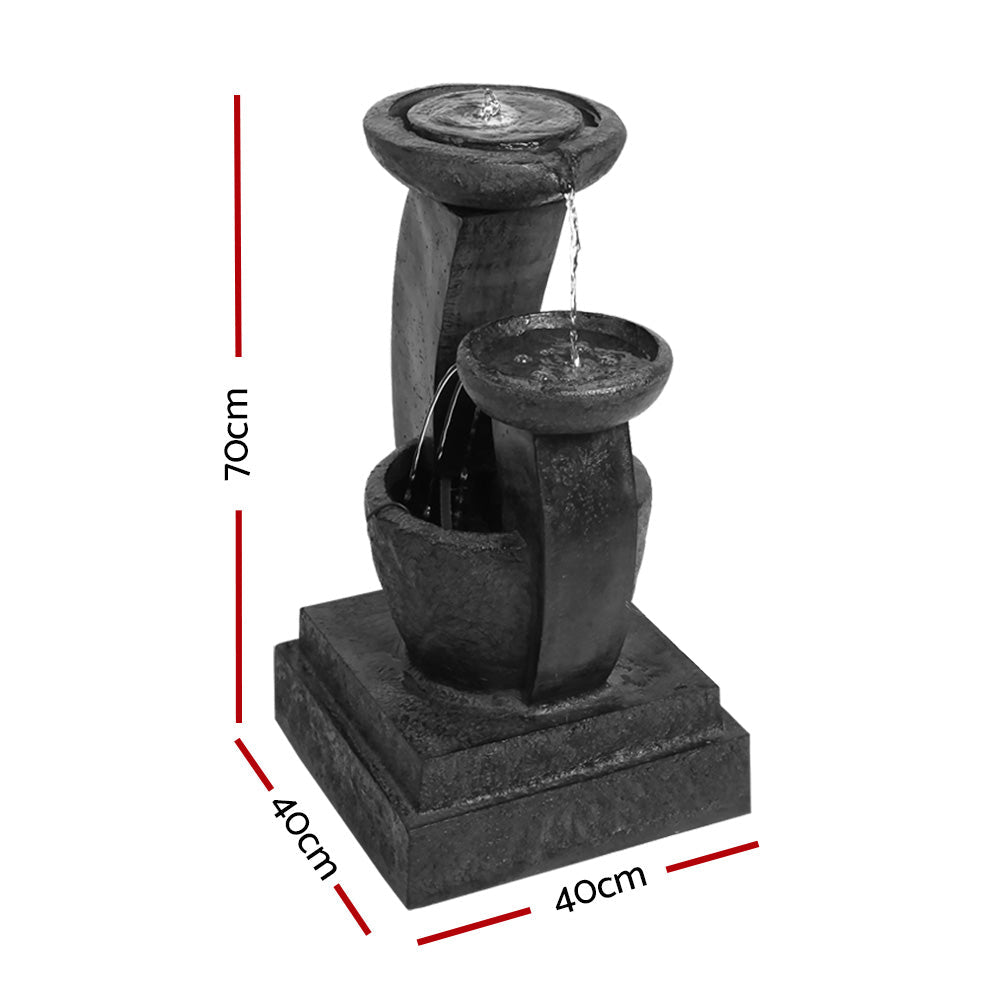 3 Tier Solar Powered Fountain with LED Lights - Blue