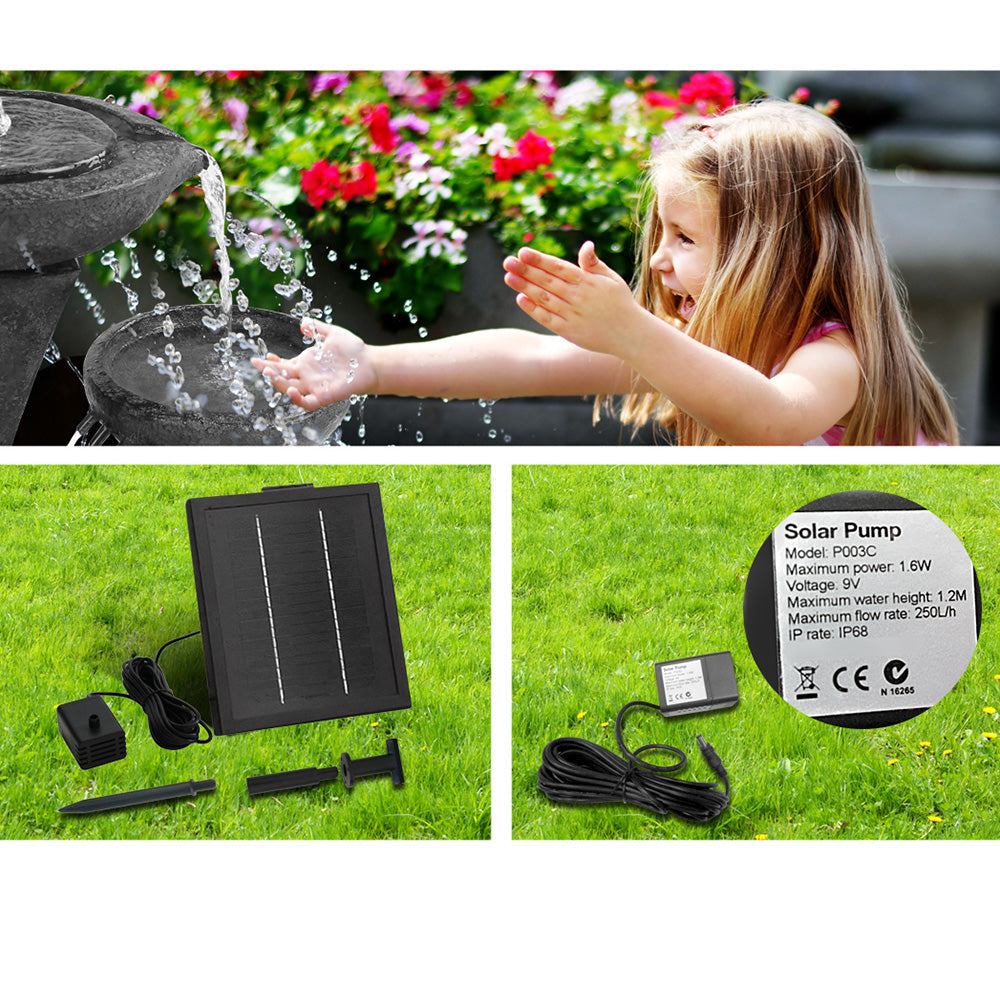 3 Tier Solar Powered Fountain with LED Lights - Blue