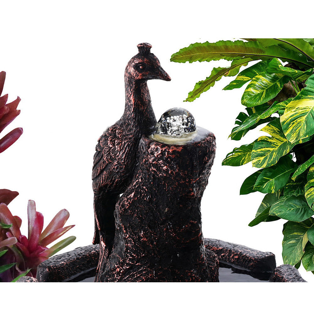 Solar Powered Water Fountain Bird Bath - Brown