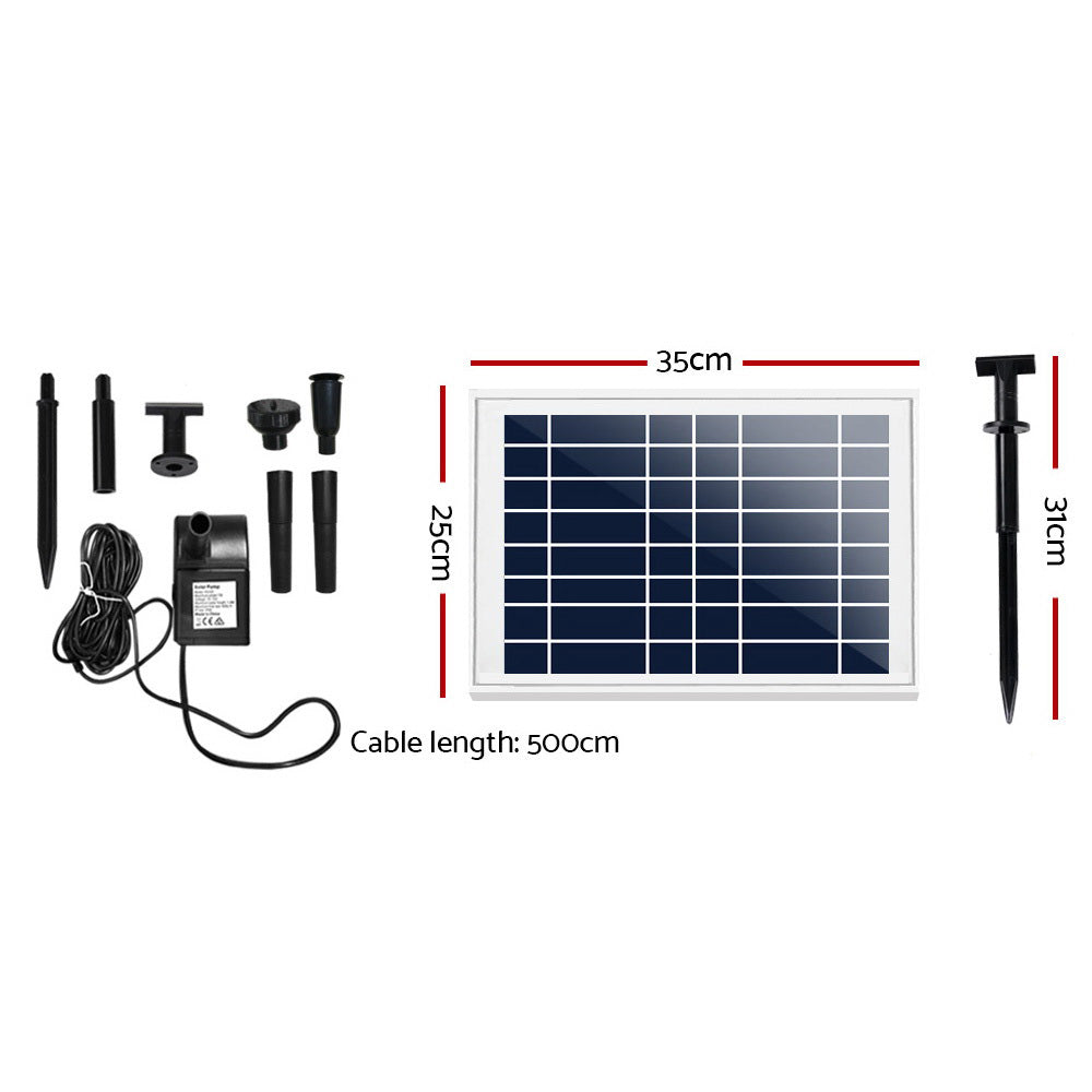 Solar Powered Water Fountain Pump Outdoor Submersible Filter - 6.6FT