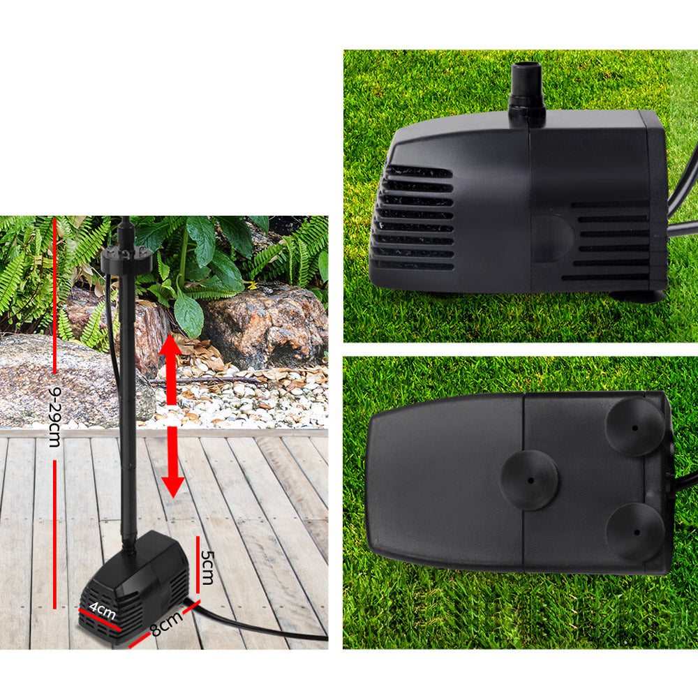 30W Outdoor Solar Fountain with Battery Submersible Water Pump - 4 LED Lights