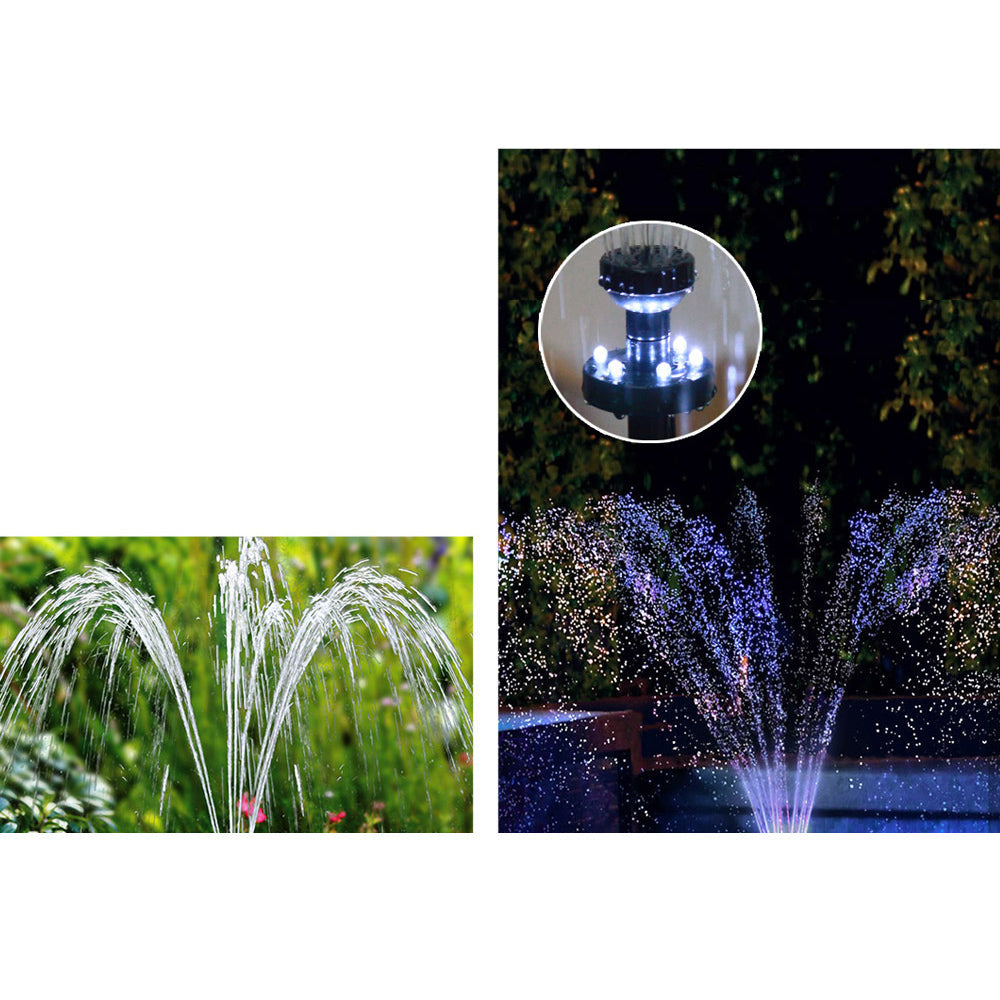 30W Outdoor Solar Fountain with Battery Submersible Water Pump - 4 LED Lights