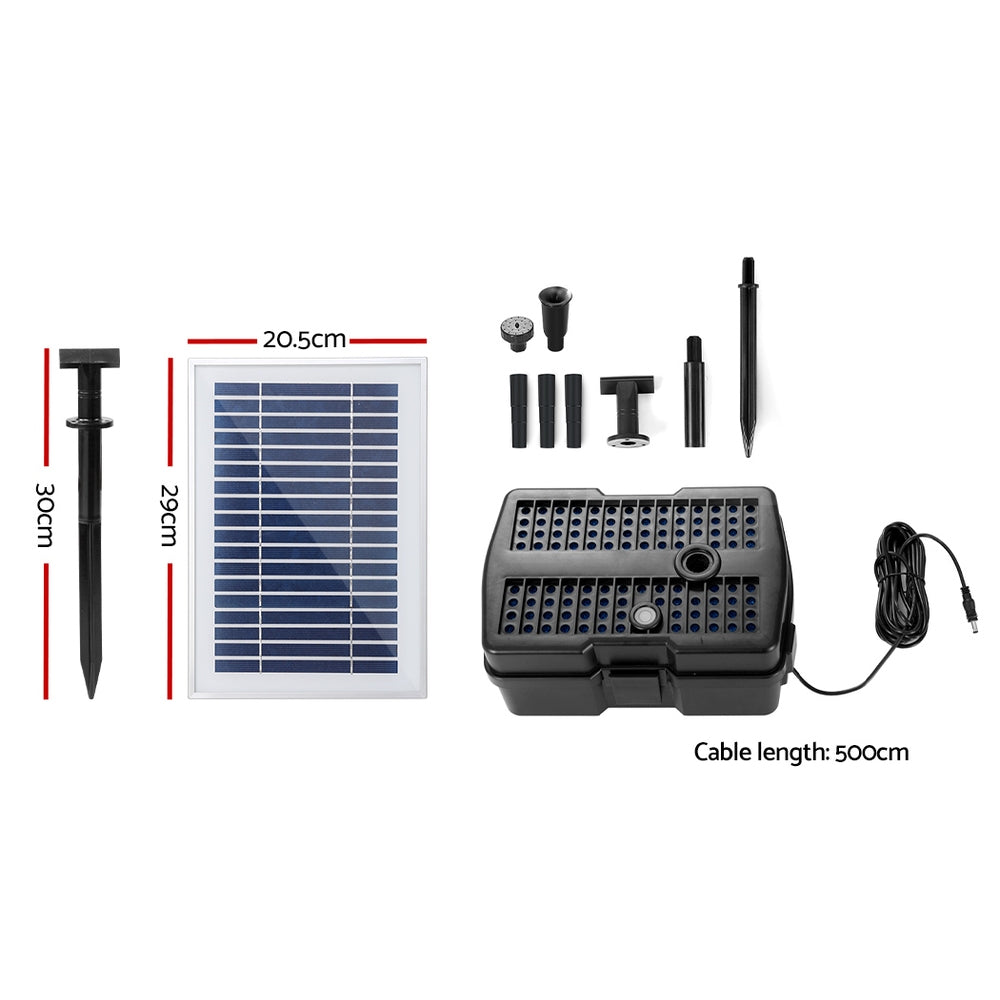 Solar Pond Pump with Eco Filter Box Water Fountain Kit - 9V
