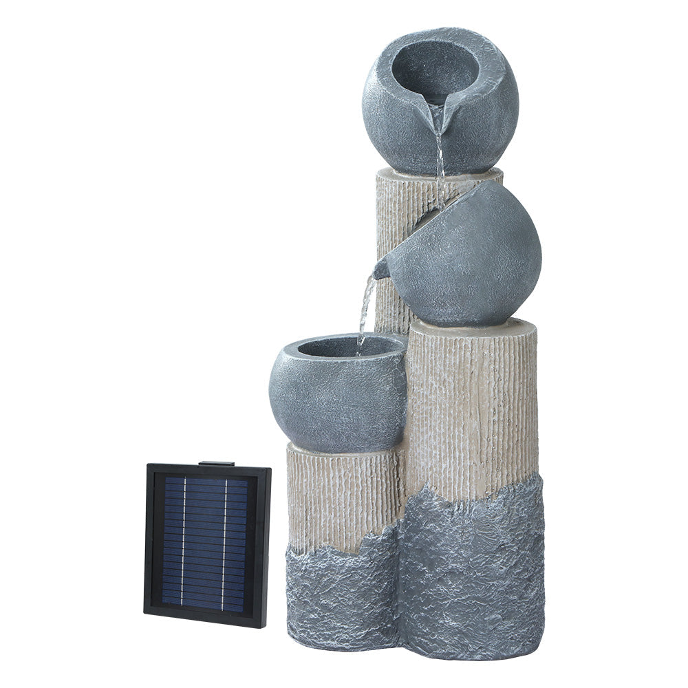 Solar Water Fountain Features Outdoor LED Lights Bird Bath - 3 Tiers