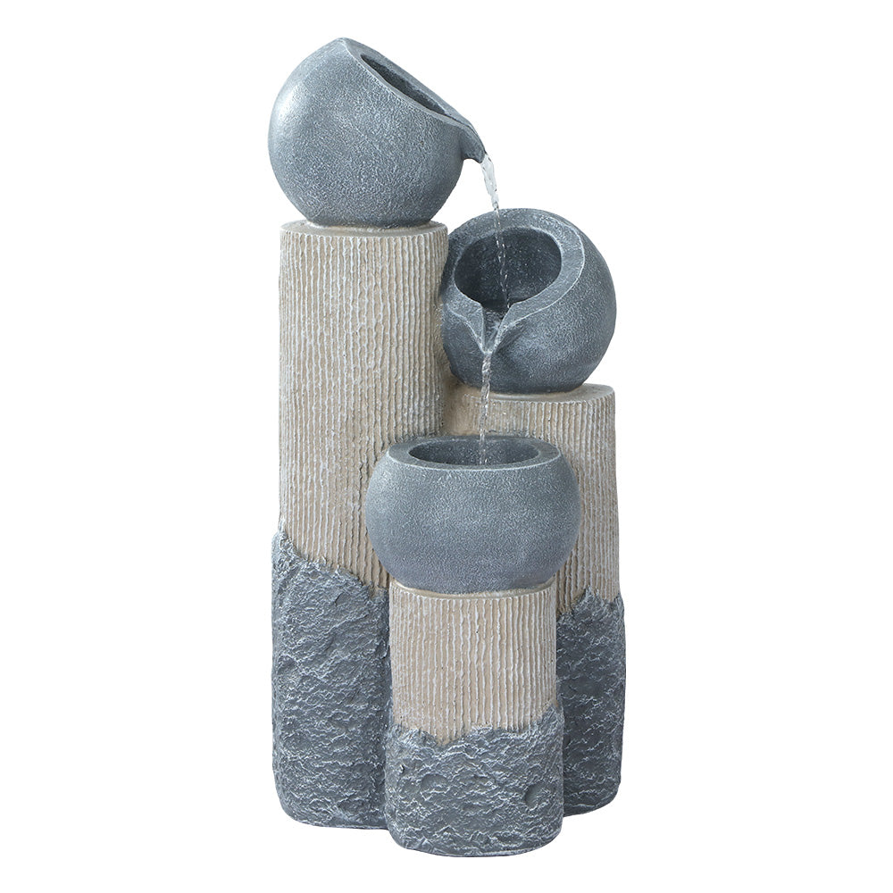 Solar Water Fountain Features Outdoor LED Lights Bird Bath - 3 Tiers
