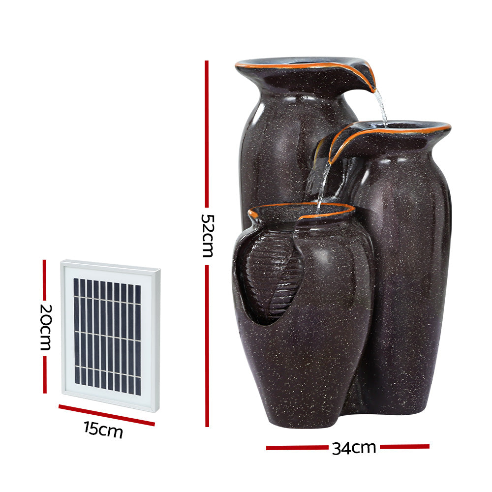 Water Fountain Features Solar with LED Lights Outdoor Cascading - 3V