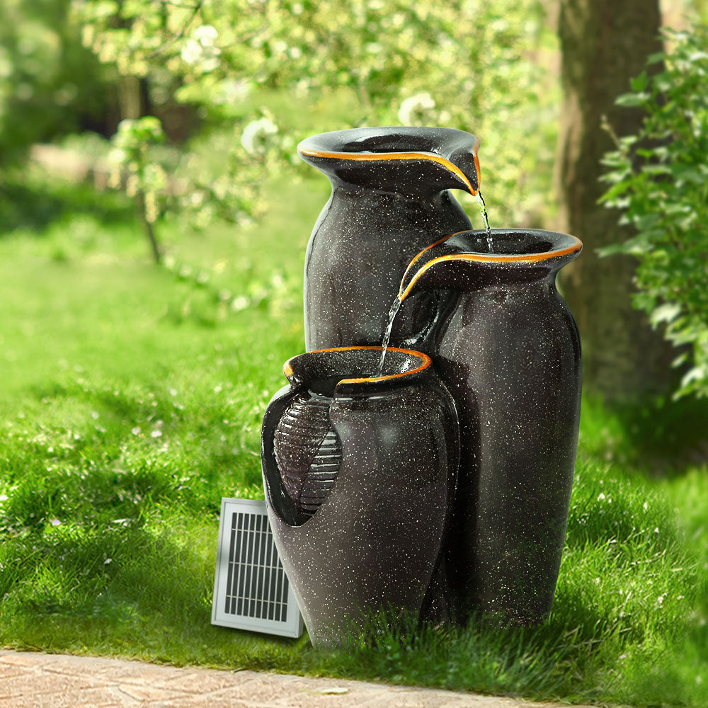Water Fountain Features Solar with LED Lights Outdoor Cascading - 3V