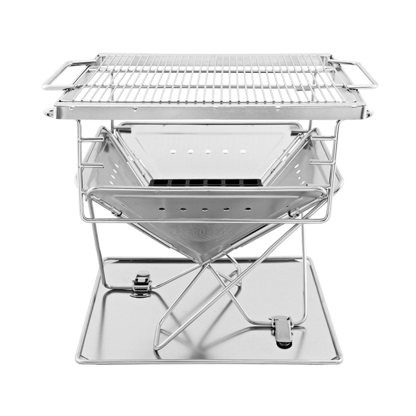 2 in 1 Stainless Steel Adjustable Barbecue Fire Pit - 3 Levels