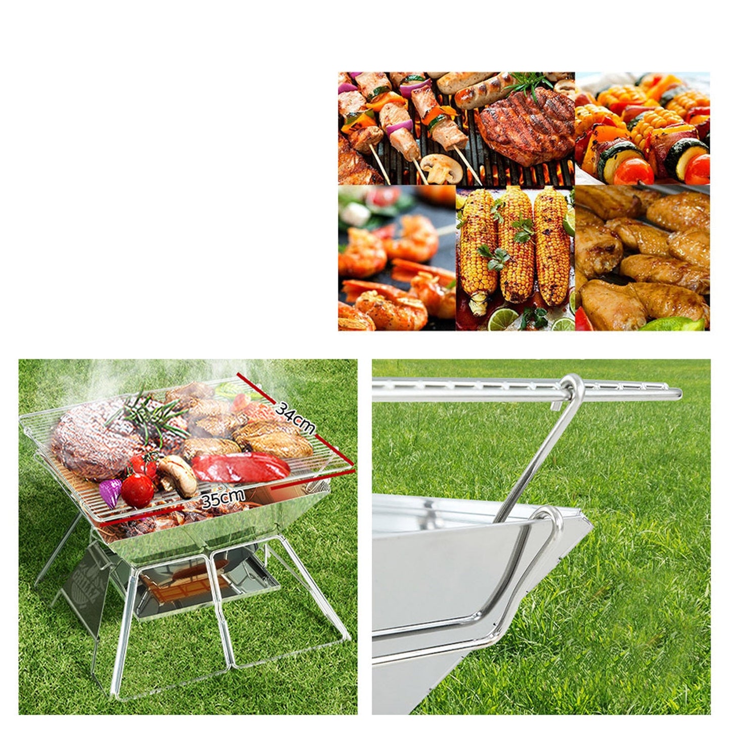 Stainless Steel Barbecue Fire Pit - 2 in 1