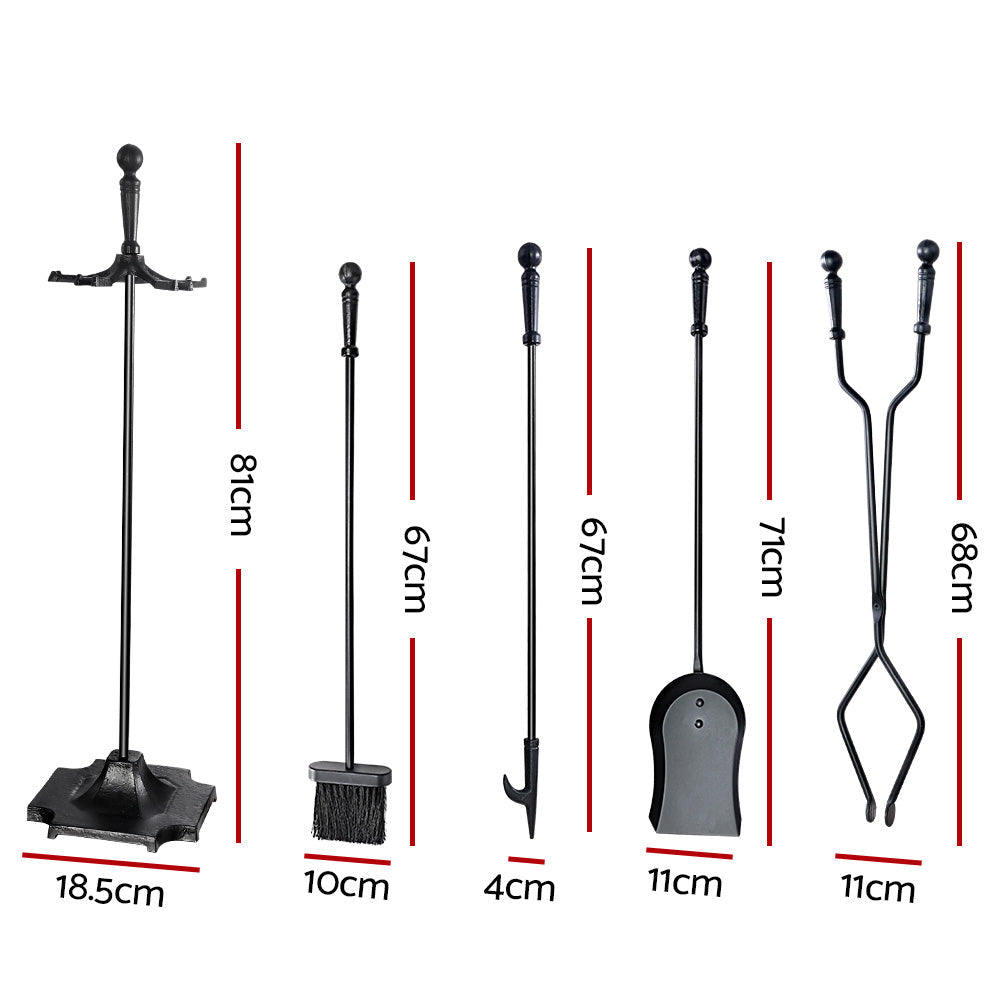 4 Piece Fireplace Tool Set - Black