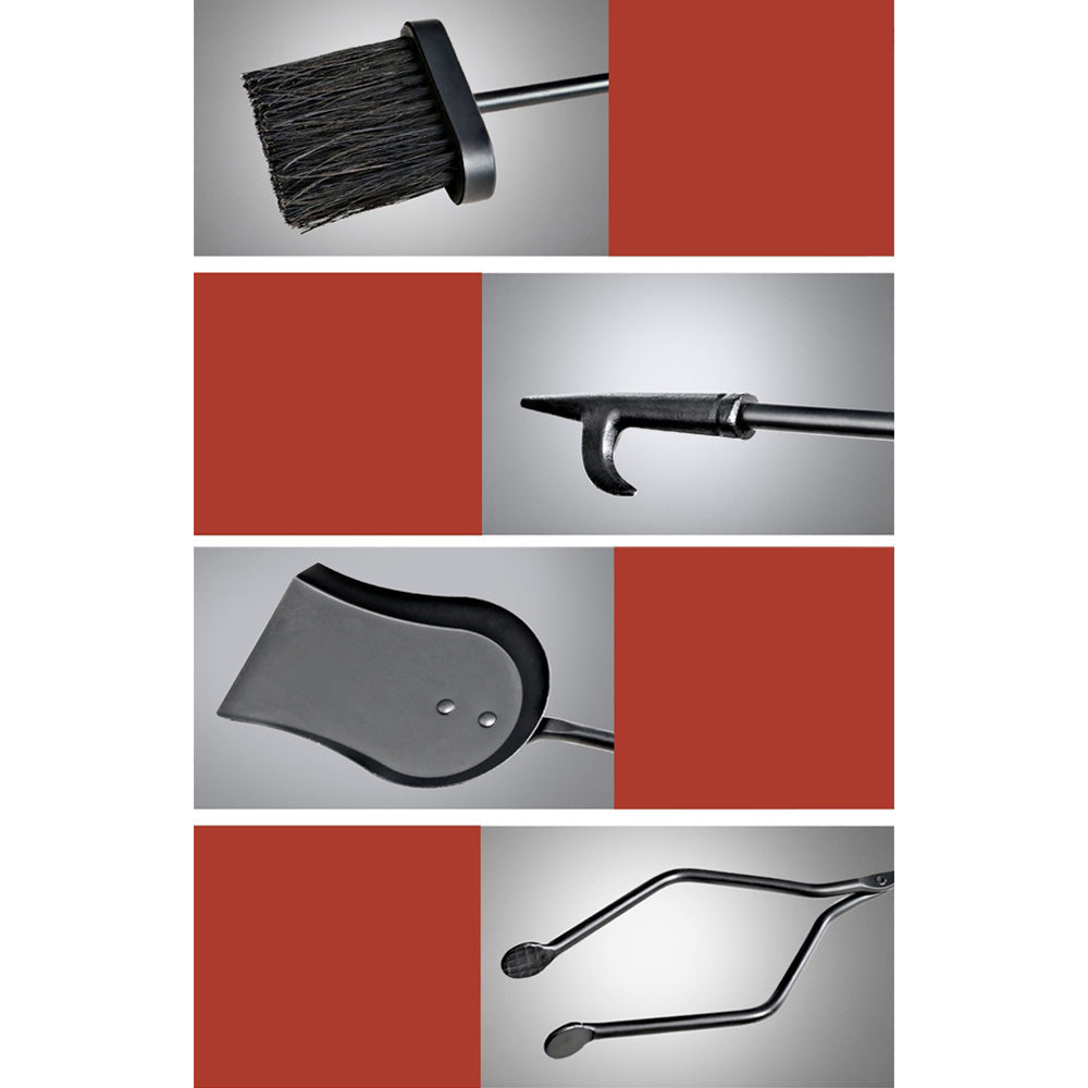 4 Piece Fireplace Tool Set - Black
