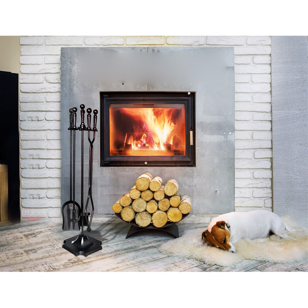 4 Piece Fireplace Tool Set - Black