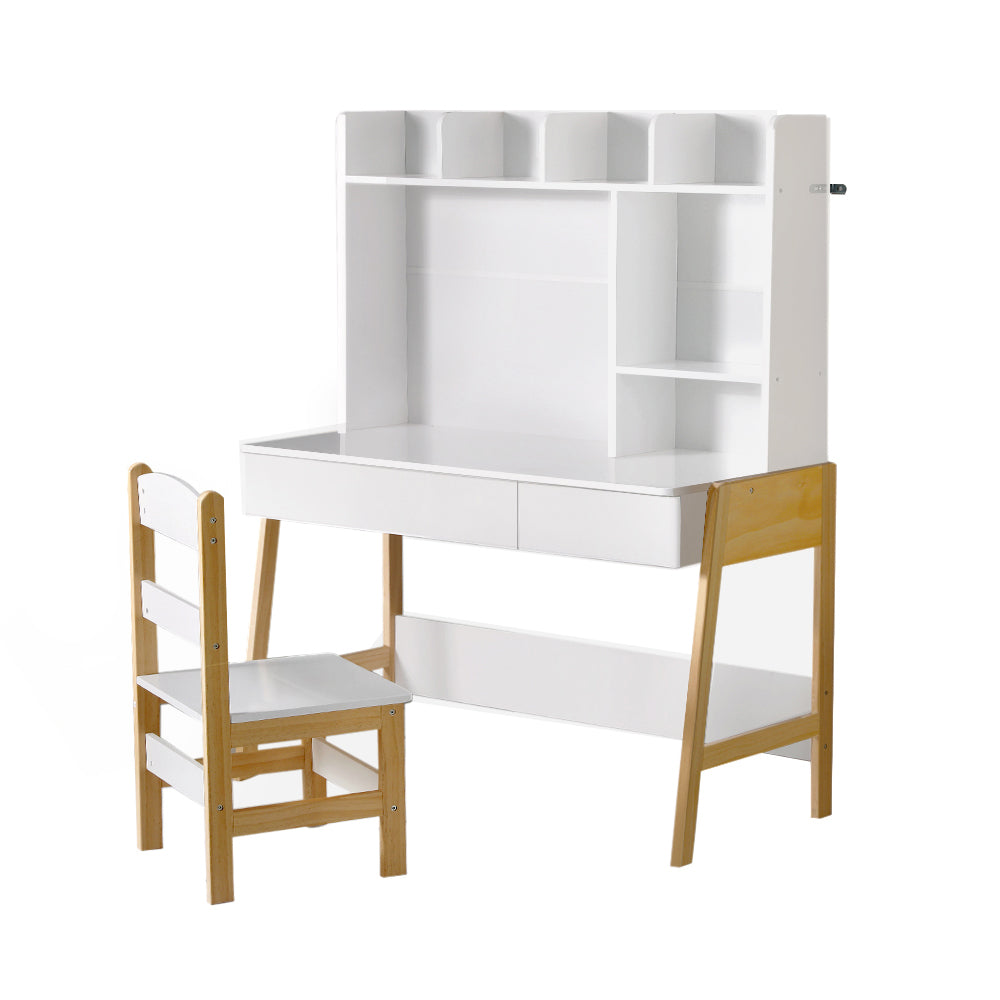 Kids Storage Study Table Chair Set Children Desk - Set of 2