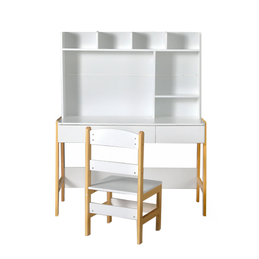 Kids Storage Study Table Chair Set Children Desk - Set of 2