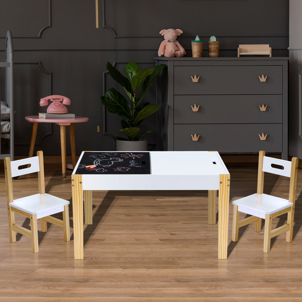 Kids Activity Table and Chair Set - White and Natural
