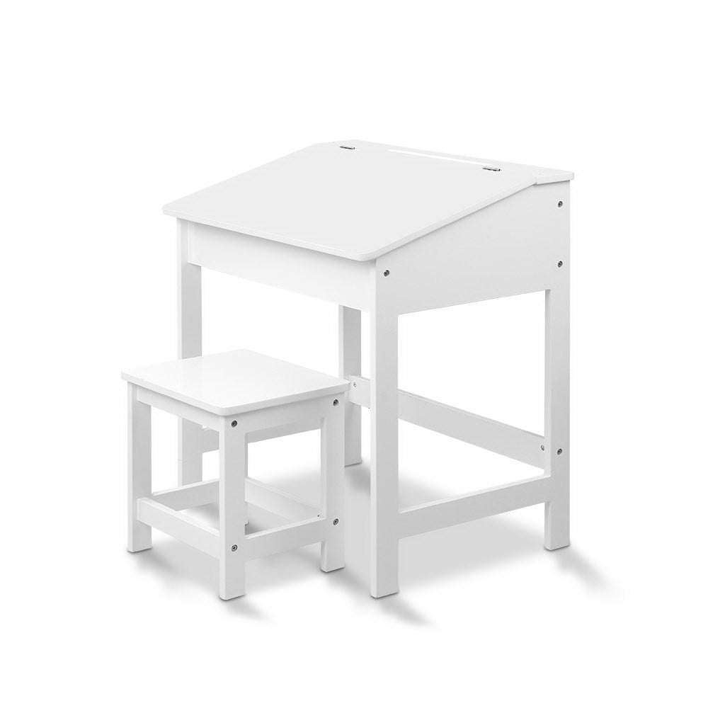 Kids Writing Desk and Chair Set - White
