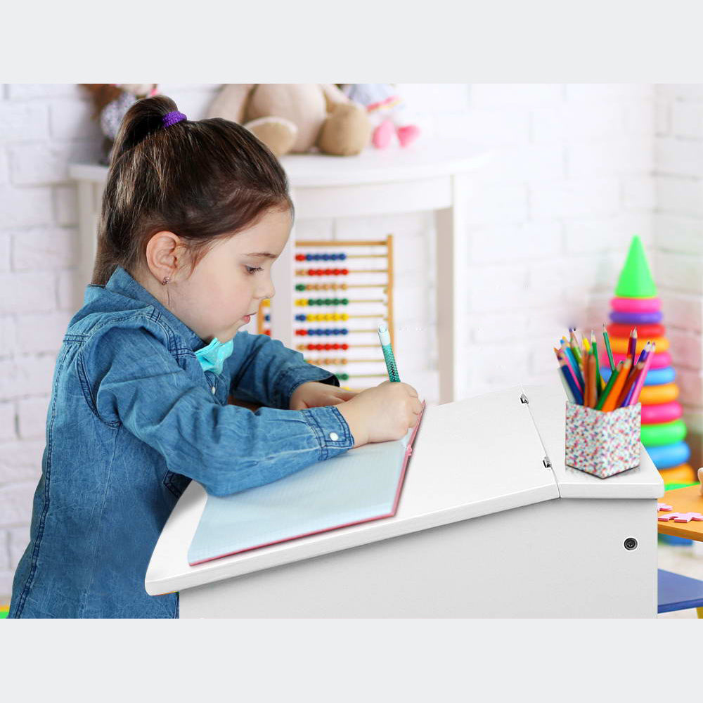 Kids Writing Desk and Chair Set - White