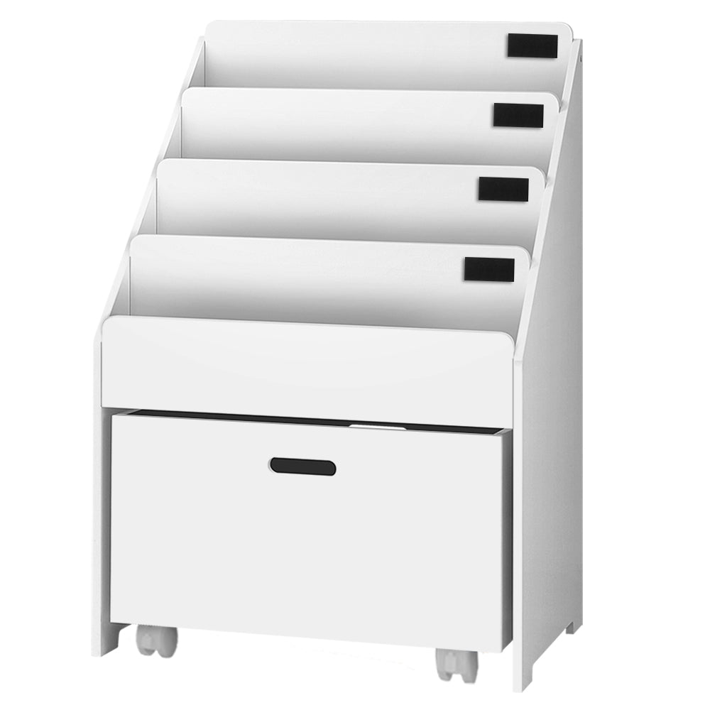 Kids Bookshelf Storage Organiser Bookcase Drawers Shelf - White